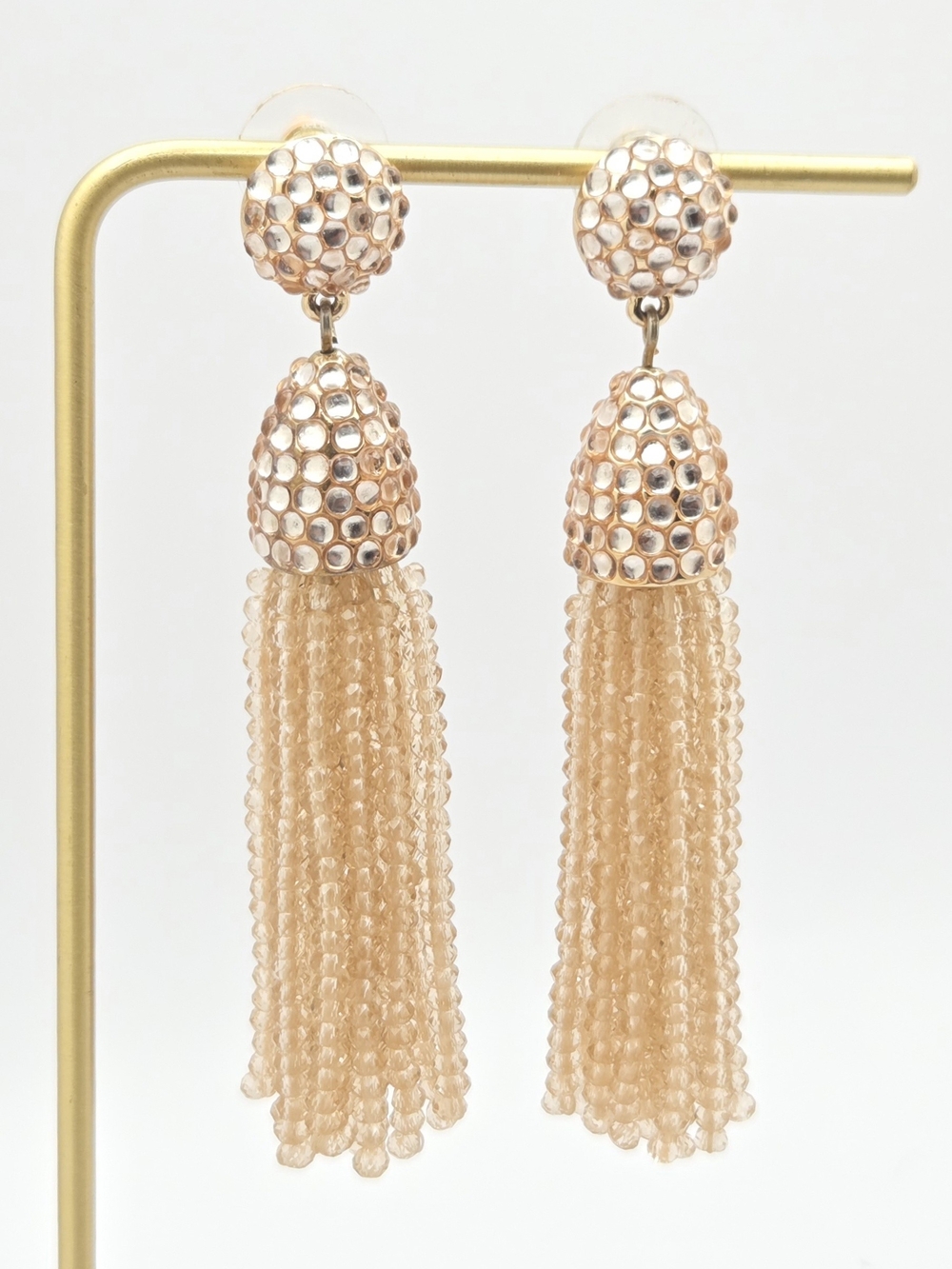 BAUBLEBAR Champagne Crystal Beaded Tassel Statement Drop Earrings